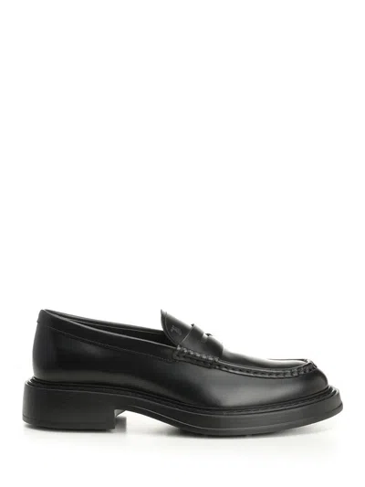 Tod's Smooth Leather Loafers In Black
