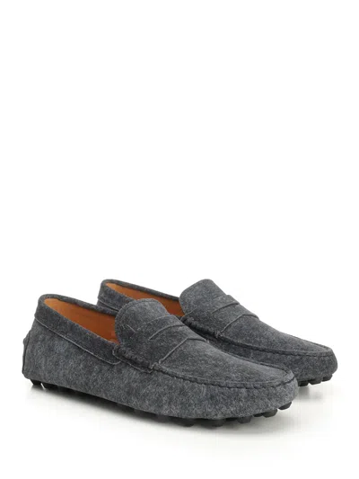 Tod's Almond Toe Leather Loafers With Penny Strap