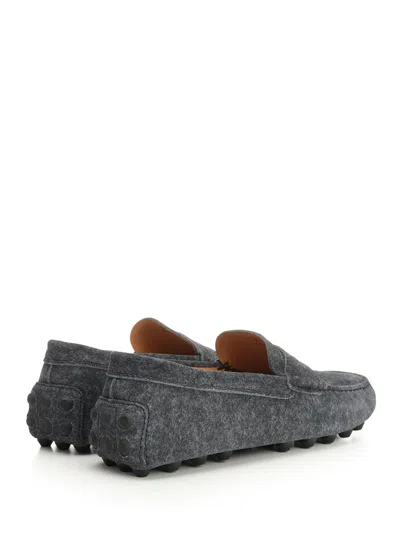 Tod's Almond Toe Leather Loafers With Penny Strap