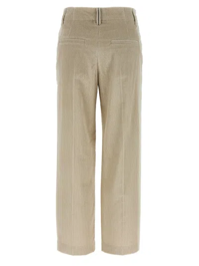 Brunello Cucinelli Velvet Trousers With Pockets And Loops In Brown