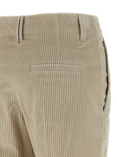 Brunello Cucinelli Velvet Trousers With Pockets And Loops In Brown