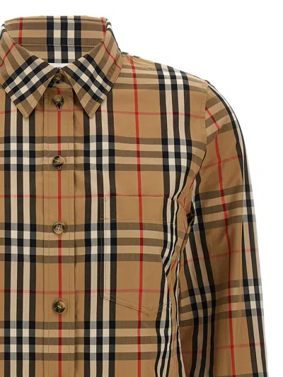 Burberry 'curved Hem Buttoned Cuffs Long Sleeves Shirt' In Brown