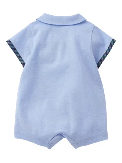 Familiar Bear-embroidered Short-sleeved Romper In Blue
