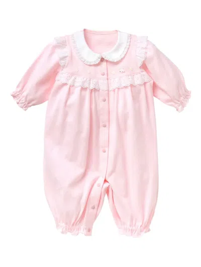 Familiar Lace-trim Romper In Pink
