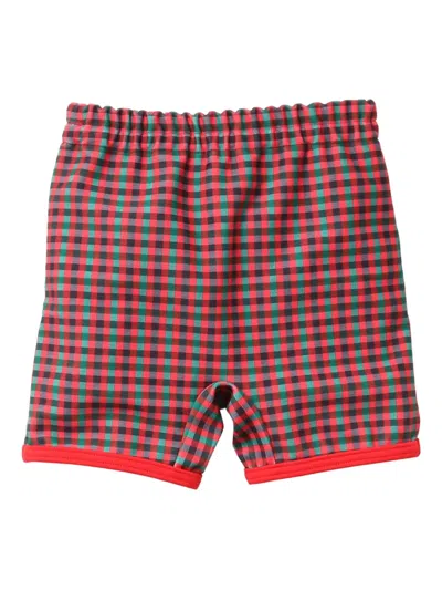 Familiar Check-pattern Swim Shorts In Red