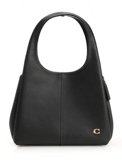 Coach Polished Pebble Leather Lana Shoulder Bag Shoulder Bags Black