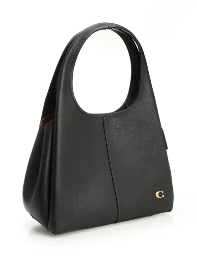 Coach Polished Pebble Leather Lana Shoulder Bag Shoulder Bags Black