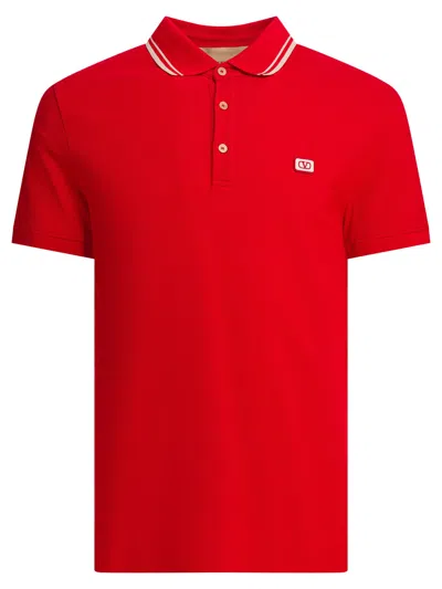 Valentino Vlogo Signature Cotton Polo Shirt In Red