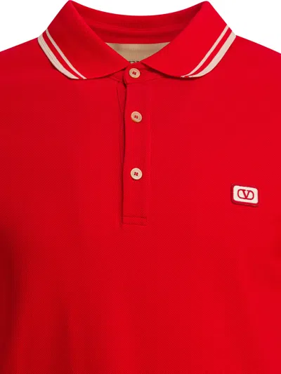 Valentino Vlogo Signature Cotton Polo Shirt In Red