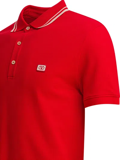 Valentino Vlogo Signature Cotton Polo Shirt In Red