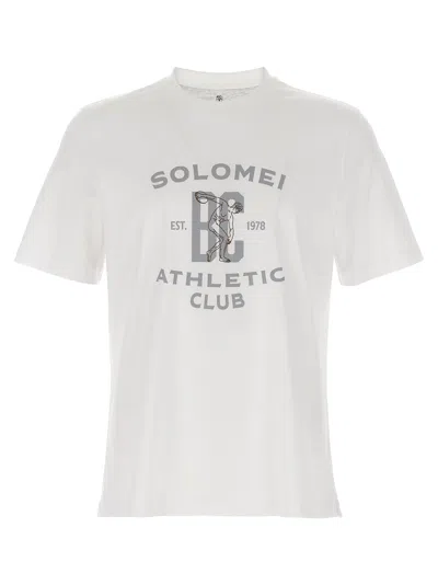 Brunello Cucinelli Crew Neck Graphic Print Short Sleeves T-shirt In Neutral