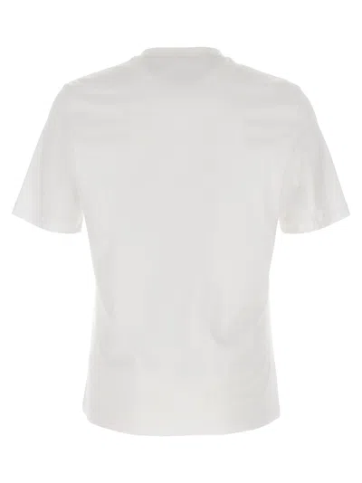 Brunello Cucinelli Crew Neck Graphic Print Short Sleeves T-shirt In Neutral