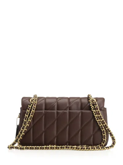 Coach Quilted Tabby Shoulder Bag 26 With Chain Handbags Bordeaux In Brown