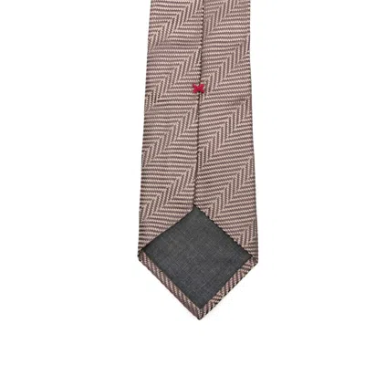 Brunello Cucinelli Herringbone Silk Tie In Neutral