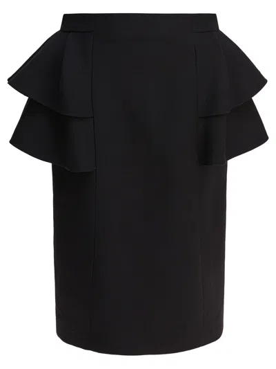 Valentino Virgin Wool And Silk Midi Skirt In Black