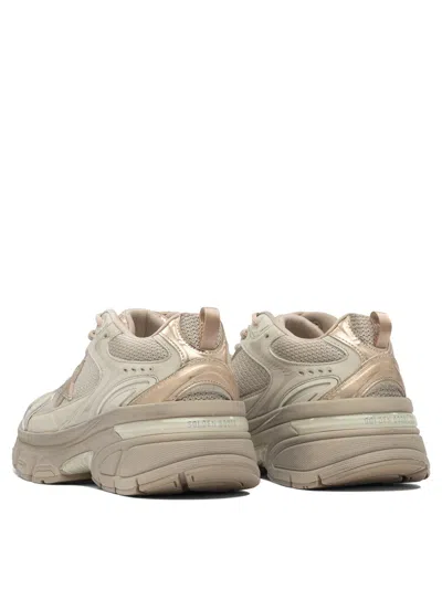 Golden Goose Net Leather And Suede Sneakers With Star Detail In Neutral