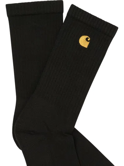 Carhartt Cotton Socks With Embroidered Logo In Black
