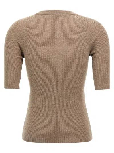 Brunello Cucinelli Crewneck Ribbed-knit Jumper In Neutral