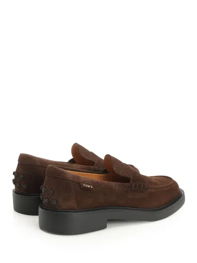 Tod's Suede Calfskin Loafer Scarpe Basse Brown