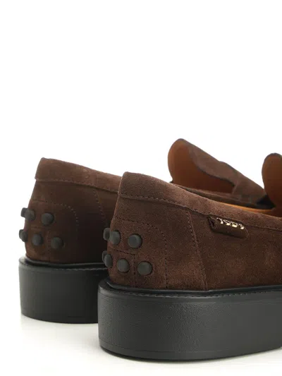 Tod's Suede Calfskin Loafer Scarpe Basse Brown