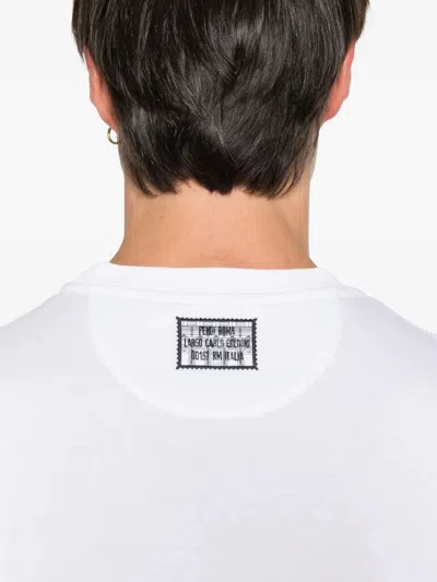 Fendi Stamp Crew Neck Patch Detail Short Sleeves In White