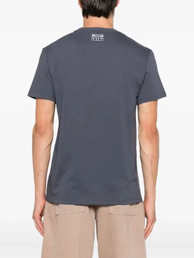 Fendi Cotton T-shirt With Ff Detail In Blue