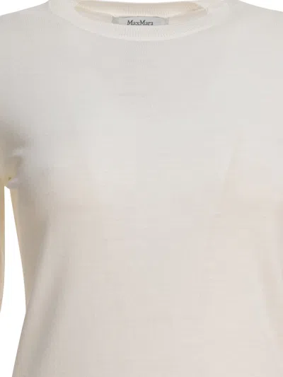 Max Mara Crew Neck Ribbed Cuffs Short Sleeves In Neutral