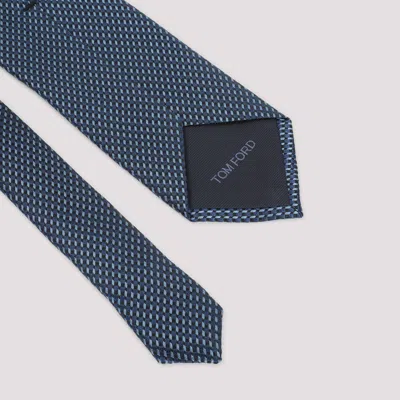 Tom Ford Silk Tie With Textured Pattern In Blue