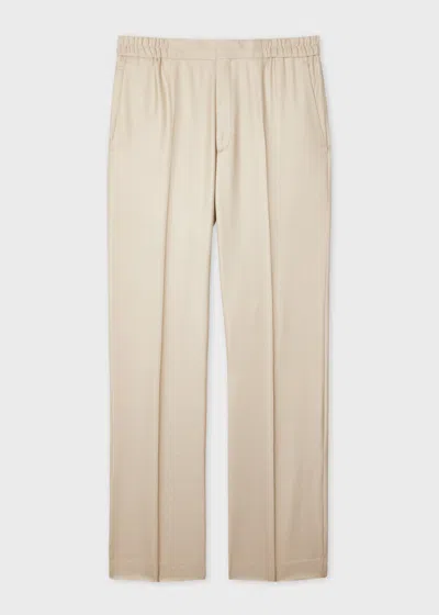 Paul Smith Light Camel Wool-silk Elasticated-waist Trousers Brown In Neutral
