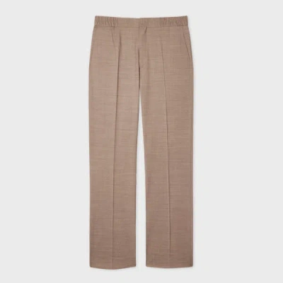 Paul Smith Tan Tropical Wool Elasticated-waist Trousers Brown In Brown