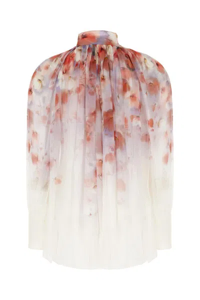 Zimmermann Crush Pleated Floral-print Crepon Blouse In White