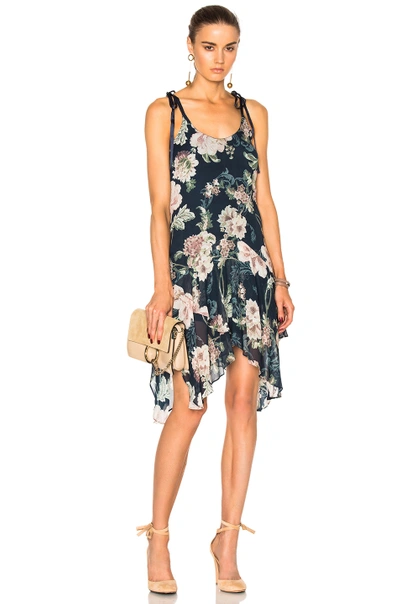 Lover Dahlia Drop Waist Dress In Navy,floral