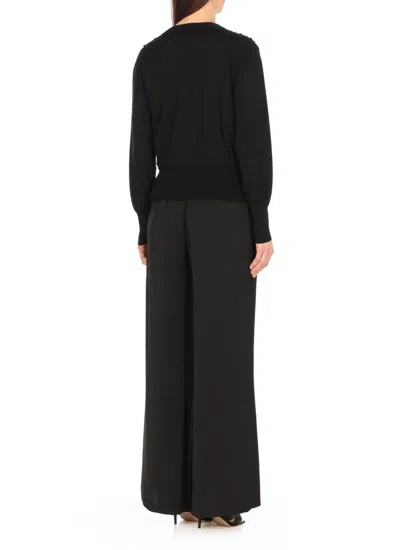 Fabiana Filippi V-neck Wool Blend Cardigan With Front Sequins Detail In Black