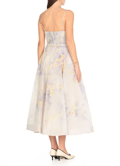 Zimmermann White Midi Dress With Heart-shaped Neckline In Multi