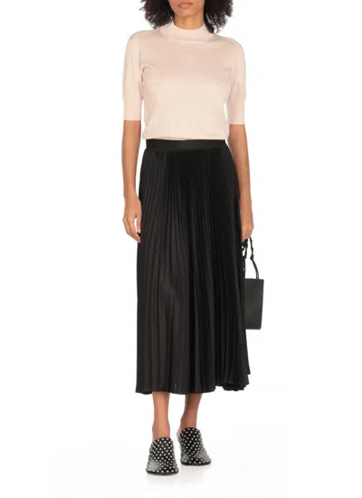 Jil Sander Pleated Midi Skirt In Black