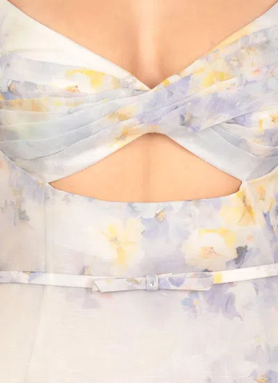 Zimmermann White Midi Dress With Heart-shaped Neckline In Multi