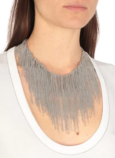 Fabiana Filippi Necklace With Fringes In Metallic