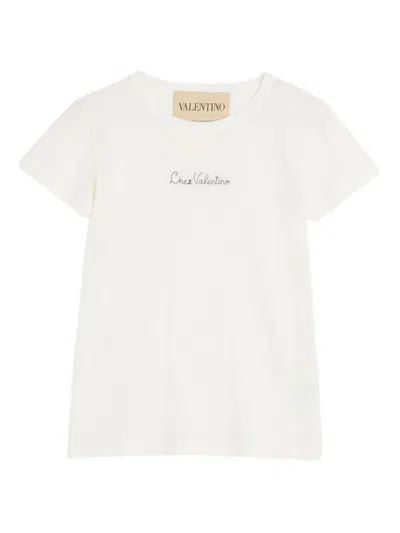 Valentino Cotton Crew Neck T-shirt With Short Sleeves In White