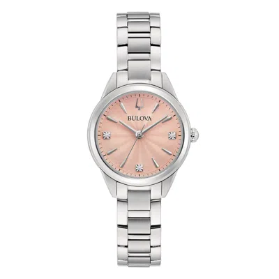 Bulova Women's Sutton Diamond Accent Stainless Steel Bracelet Watch 28mm In Pink