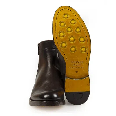 Doucal's Dark Brown Ankle Boot With Zip In Burgundy