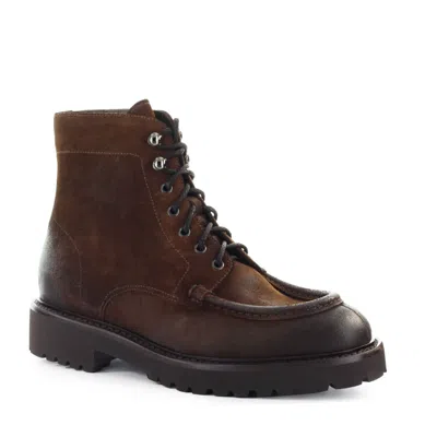 Doucal's Brown Ankle Boots With Lsce-up Closure In Leather Man In Brown