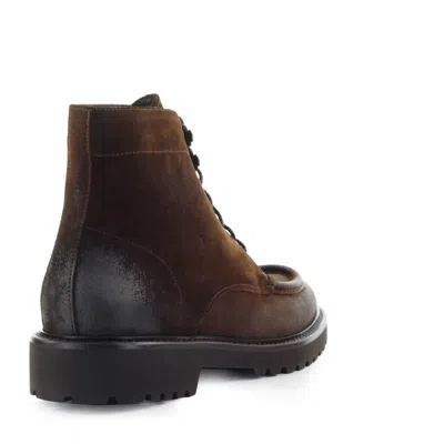 Doucal's Brown Ankle Boots With Lsce-up Closure In Leather Man In Brown