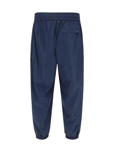 Dolce & Gabbana Ribbed Hems Jogger Style Monochrome Trousers In Blue