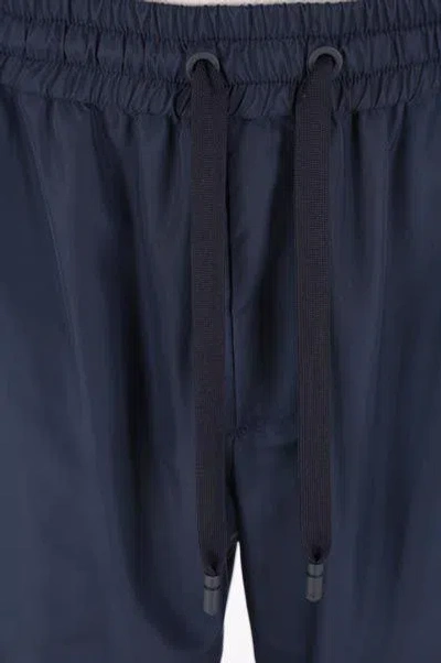 Dolce & Gabbana Ribbed Hems Jogger Style Monochrome Trousers In Blue