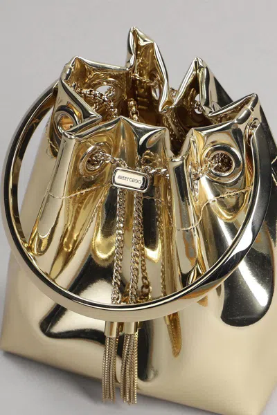 Jimmy Choo Gold Metallic Leather Bon Bon Bucket