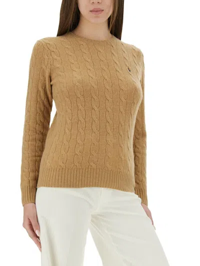 Polo Ralph Lauren Maglia A Trecce In Brown