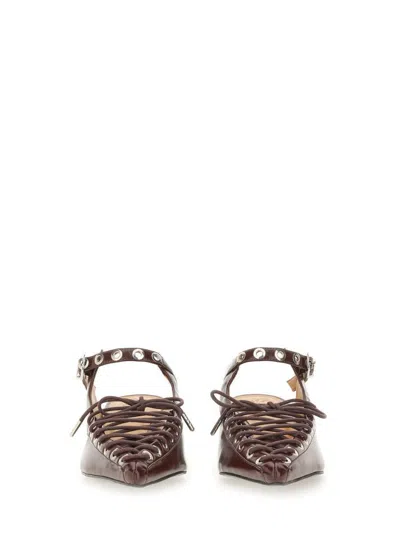 Ganni Women Oleatex Laced Mules In Burgundy