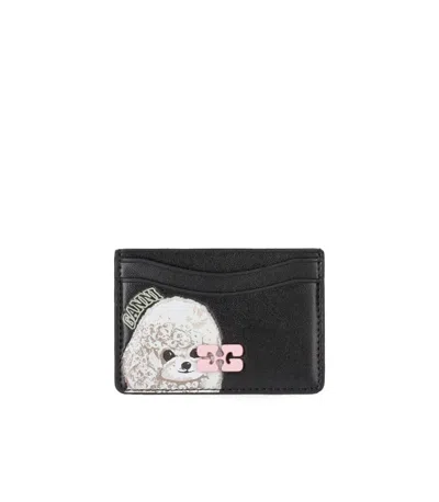 Ganni Women Bou Animals Cards Holder In Black