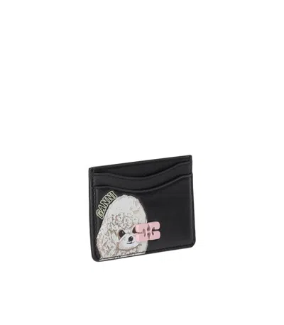 Ganni Women Bou Animals Cards Holder In Black