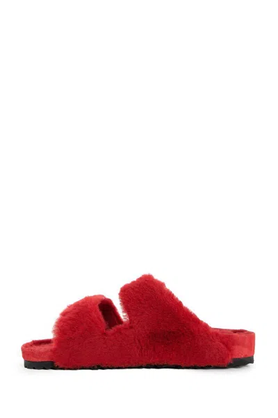 Birkenstock Shearling Sandals In Red
